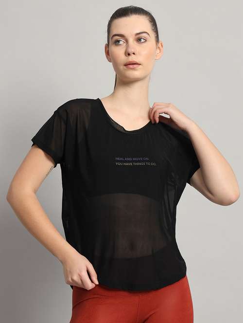 women typography printed round neck dri-fit t-shirt - 21763032 -  Standard Image - 0