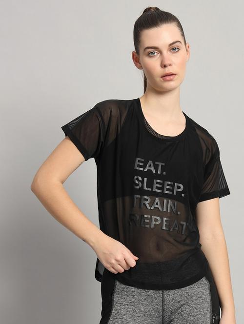 women typography printed round neck dri-fit t-shirt - 21763033 -  Standard Image - 0