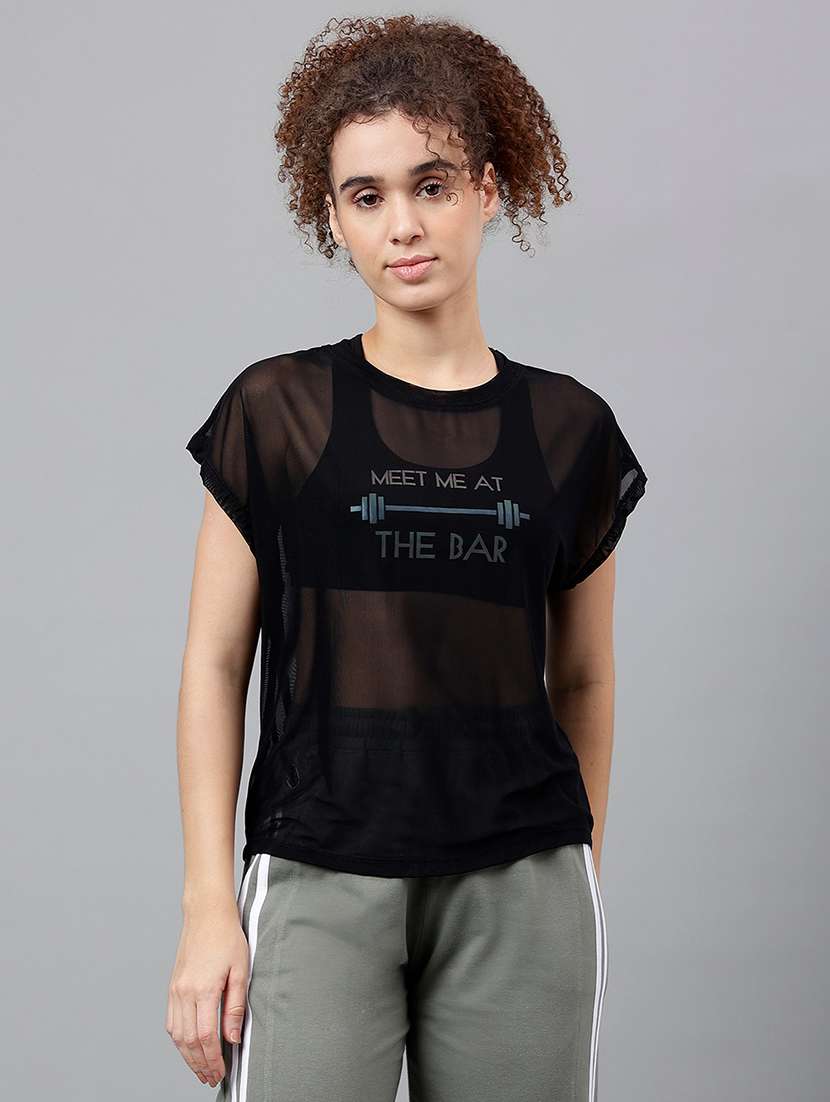 women typography printed round neck dri-fit t-shirt