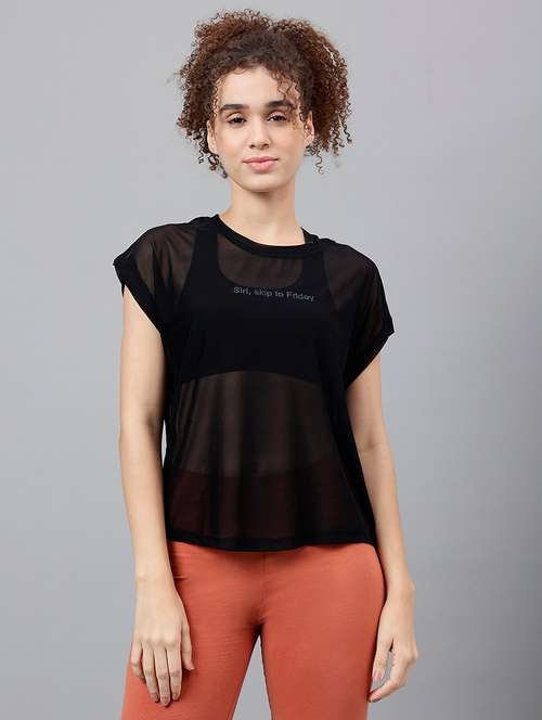 women typography printed round neck dri-fit t-shirt - 21763035 -  Standard Image - 0