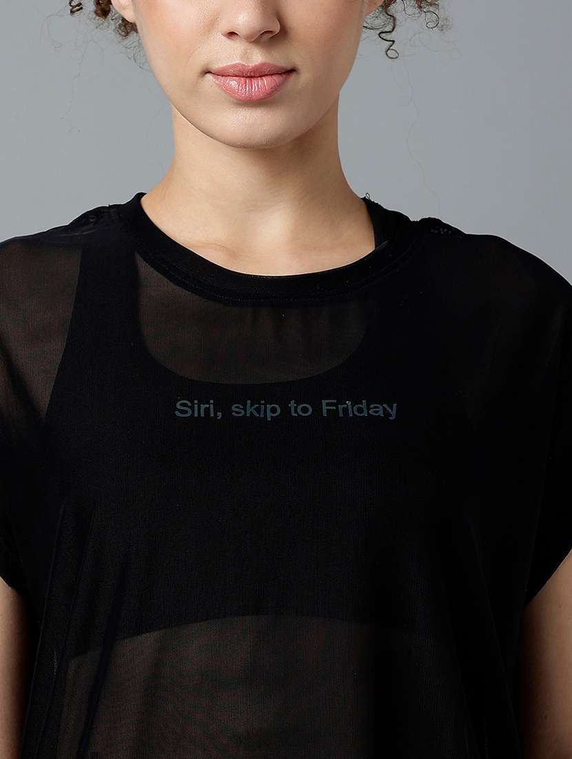 women typography printed round neck dri-fit t-shirt - 21763035 -  Standard Image - 5