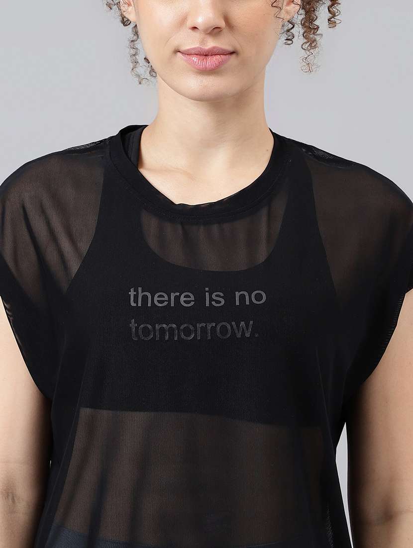 women typography printed round neck dri-fit t-shirt - 21763036 -  Standard Image - 5