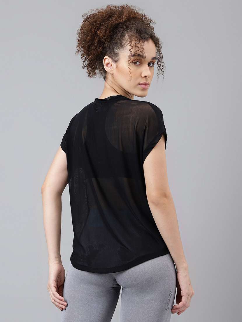 women solid round neck dri-fit t-shirt - 21763037 -  Standard Image - 3