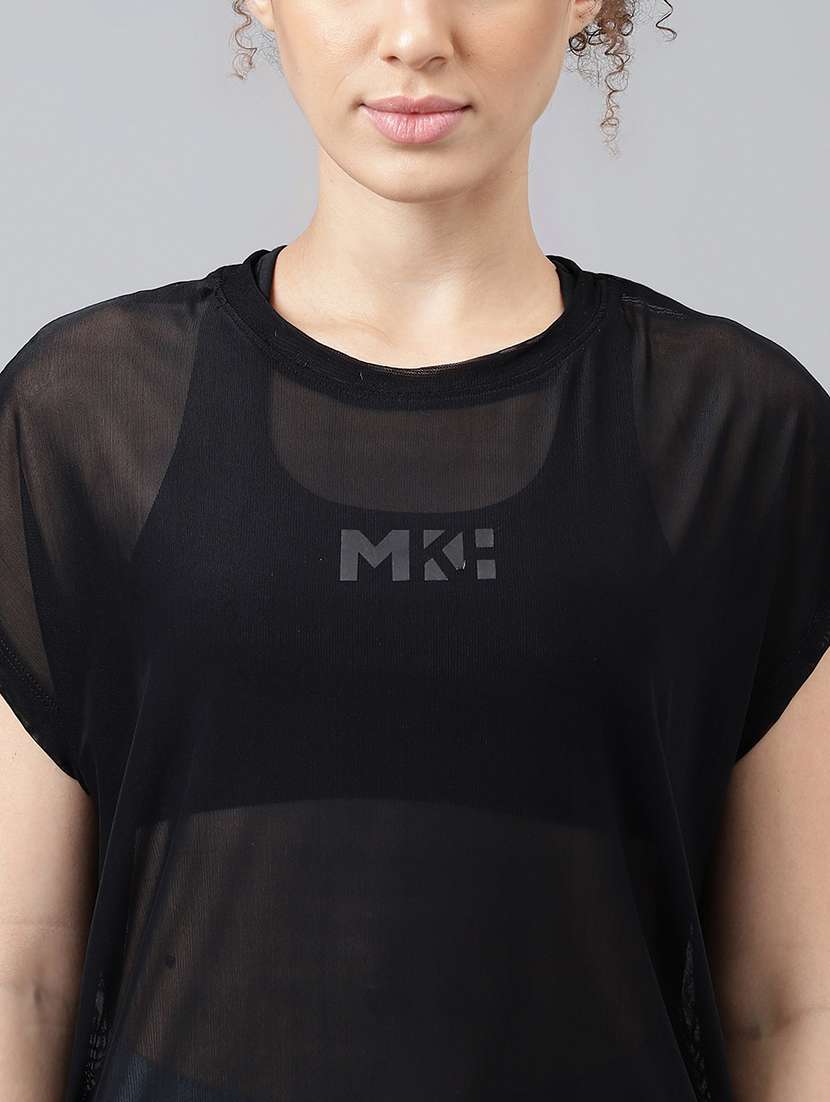 women solid round neck dri-fit t-shirt - 21763037 -  Standard Image - 5