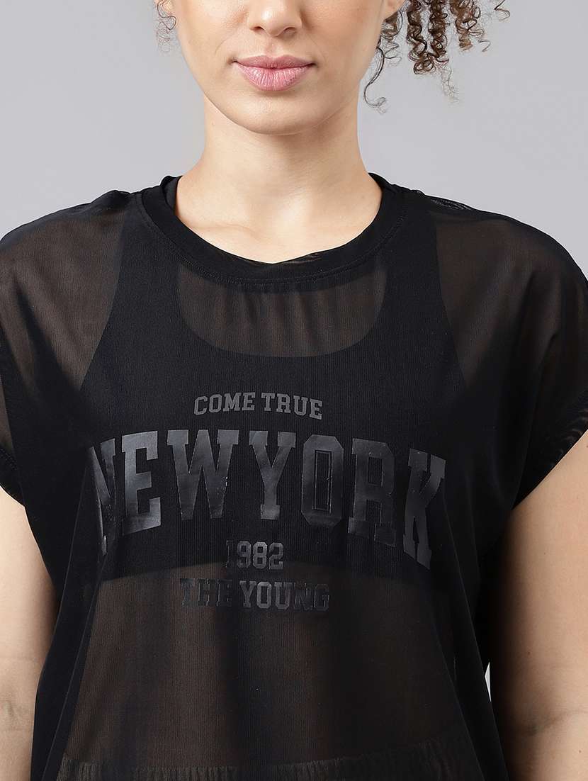 women typography printed round neck dri-fit t-shirt - 21763038 -  Standard Image - 5