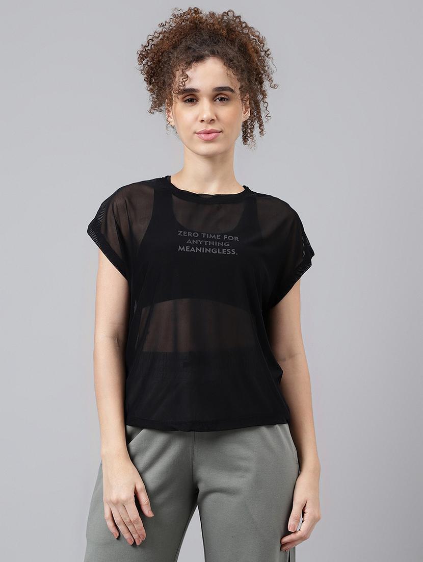 women typography printed round neck dri-fit t-shirt