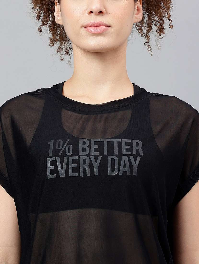 women typography printed round neck dri-fit t-shirt - 21763040 -  Standard Image - 5