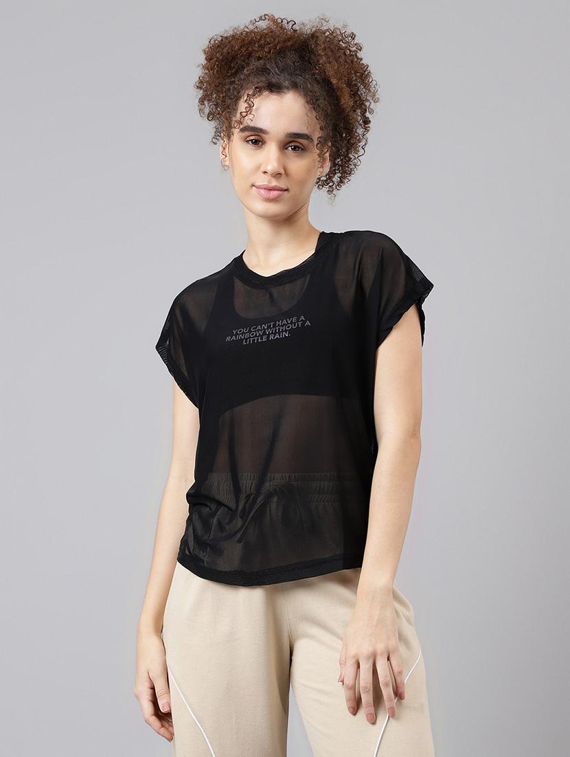 women typography printed round neck dri-fit t-shirt - 21763041 -  Zoom Image - 0