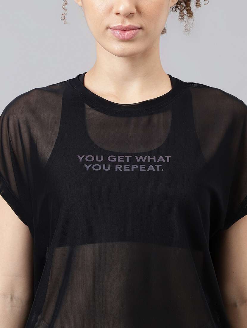 women typography printed round neck dri-fit t-shirt - 21763042 -  Standard Image - 5