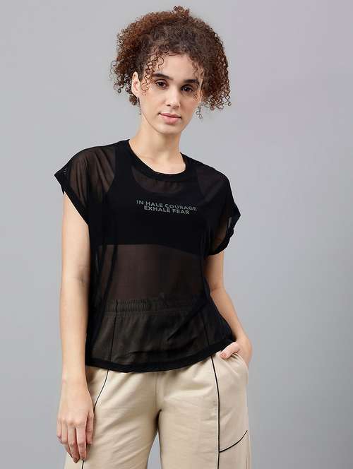 women typography printed relaxed fit dri-fit t-shirt - 21763044 -  Standard Image - 0