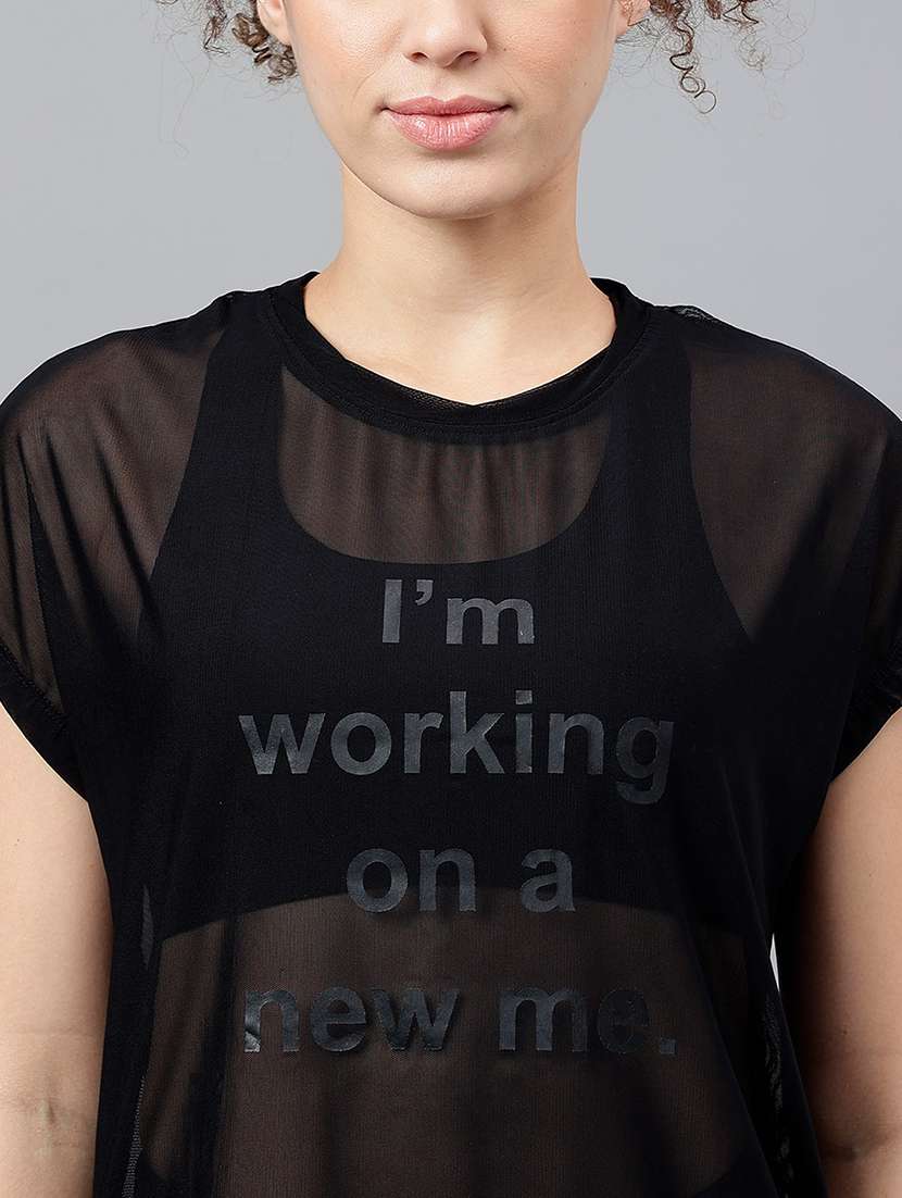 women typography printed relaxed fit dri-fit t-shirt - 21763045 -  Standard Image - 5