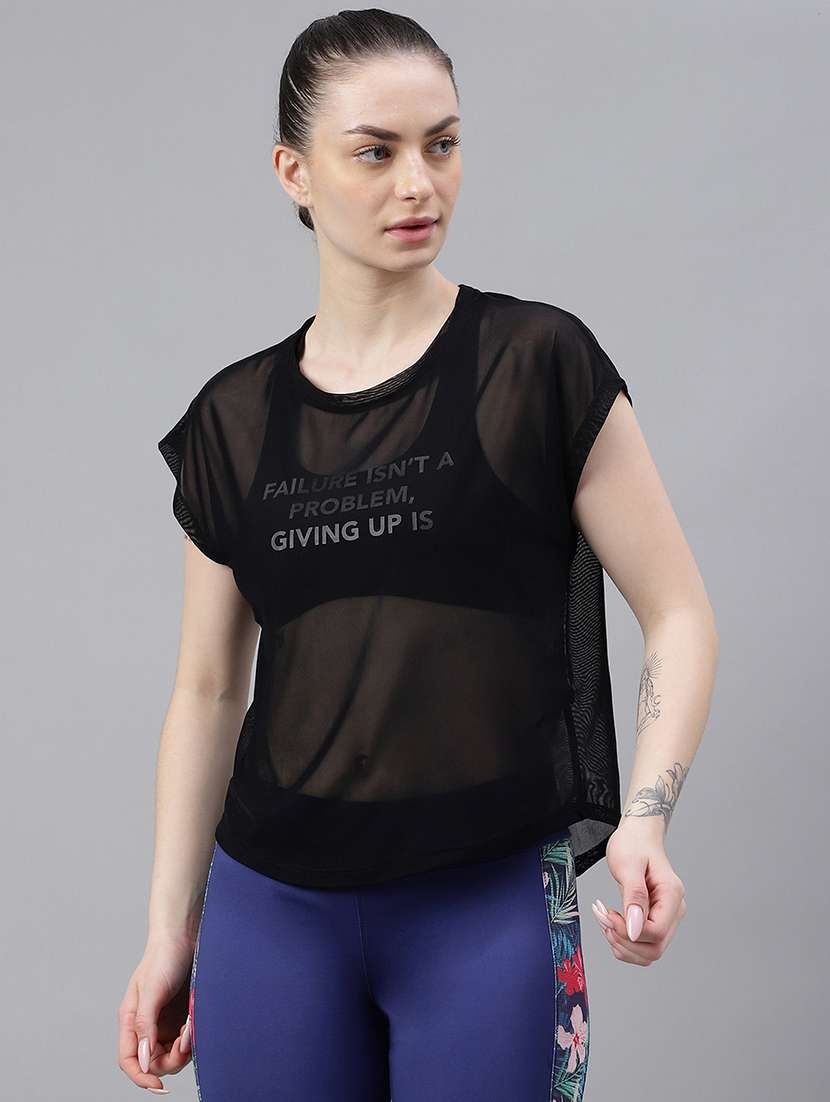 women typography printed relaxed fit dri-fit t-shirt