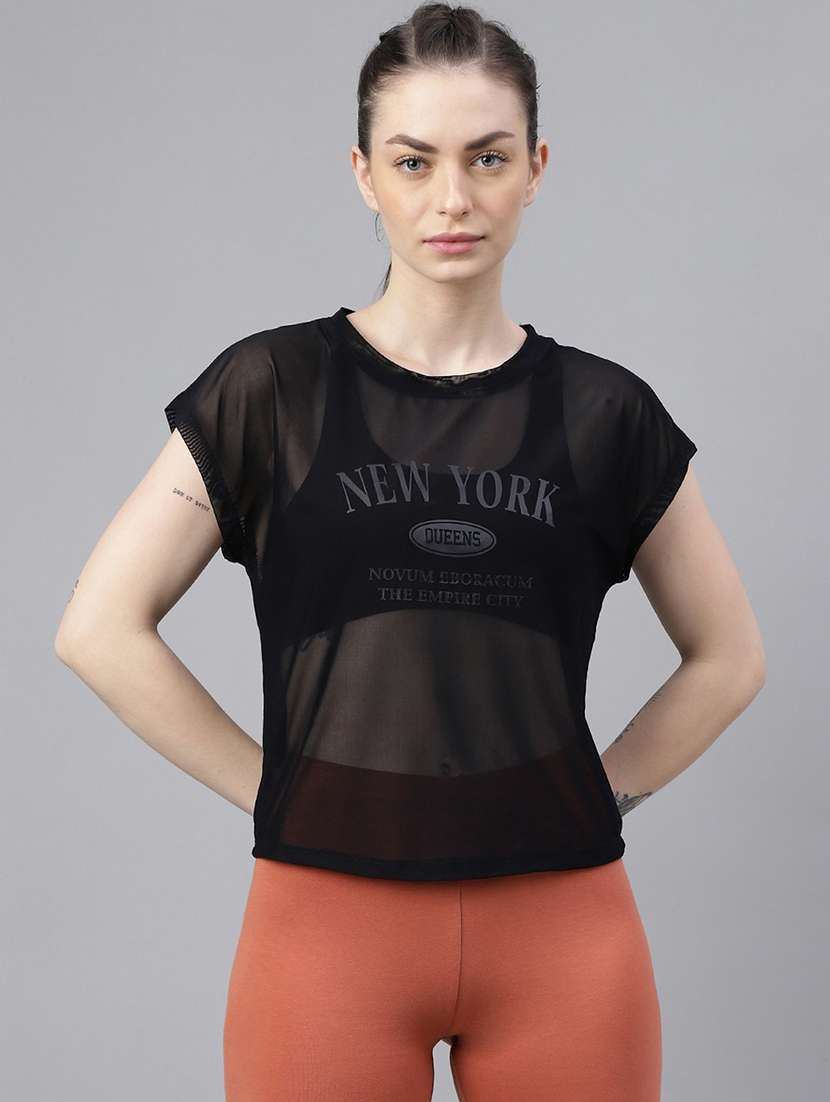 women typography printed relaxed fit dri-fit t-shirt