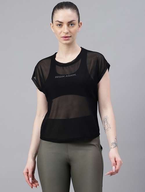 women typography printed relaxed fit dri-fit t-shirt - 21763052 -  Standard Image - 0