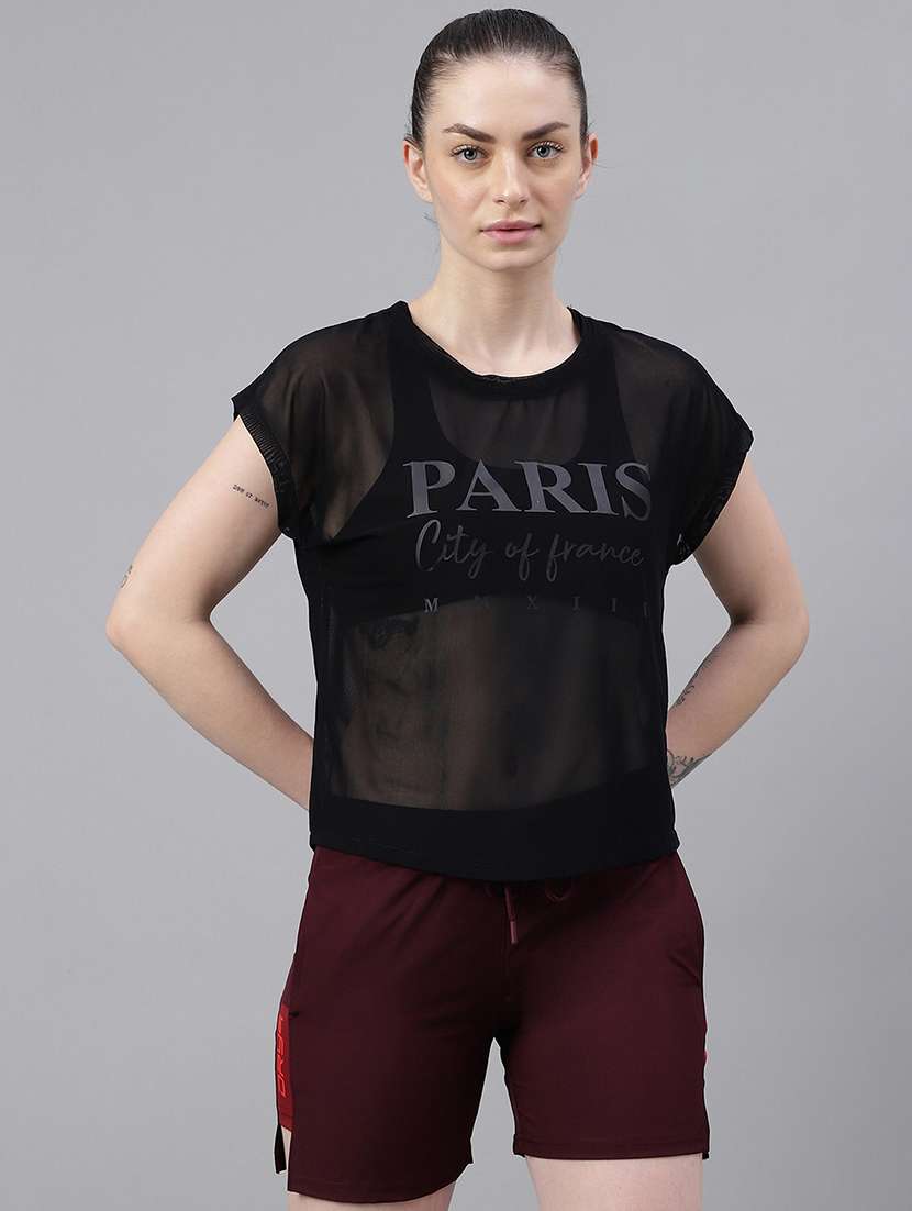 women typography printed relaxed fit dri-fit t-shirt