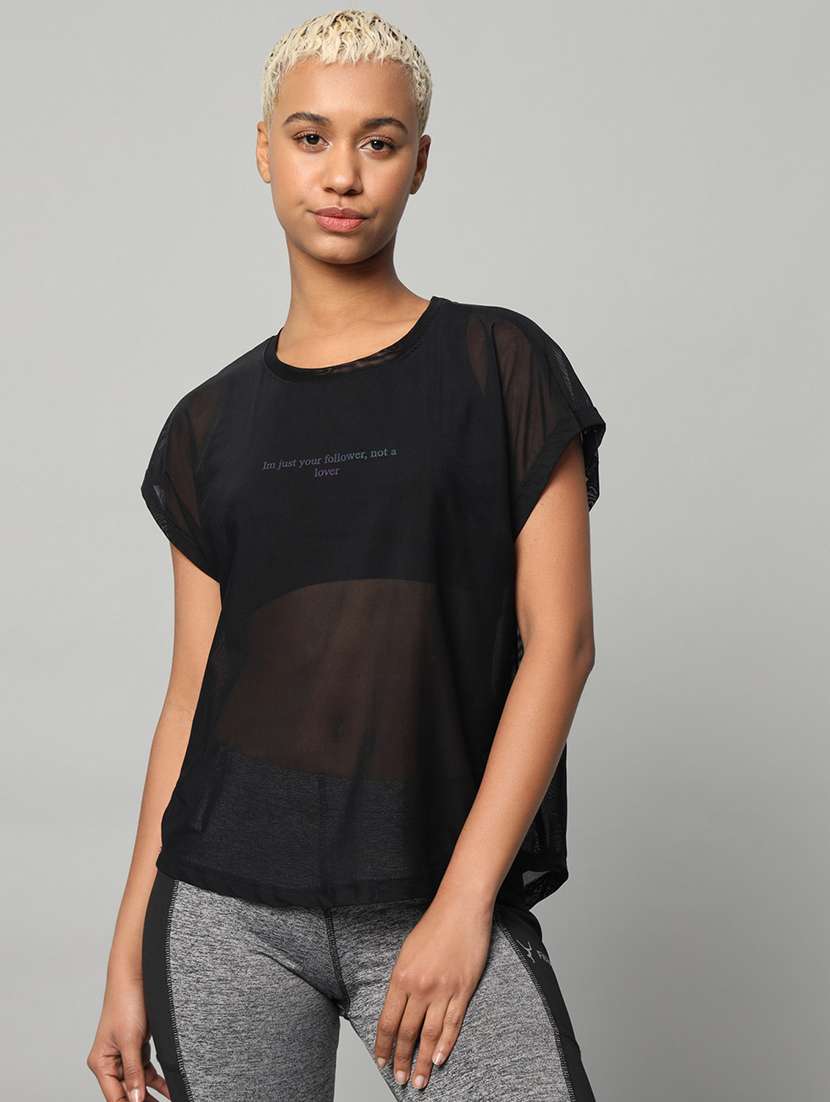 women typography printed relaxed fit dri-fit t-shirt