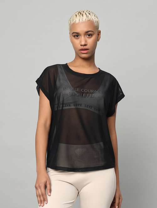 women typography printed relaxed fit dri-fit t-shirt - 21763069 -  Standard Image - 0