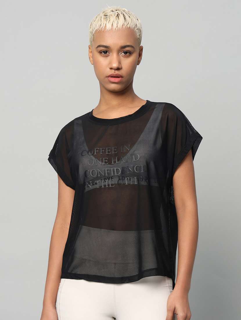 women typography printed relaxed fit dri-fit t-shirt
