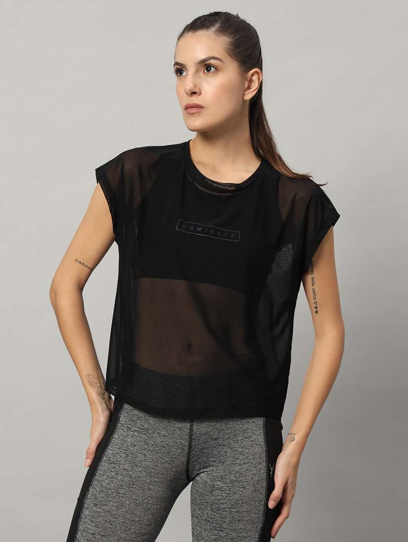 women typography printed relaxed fit dri-fit t-shirt