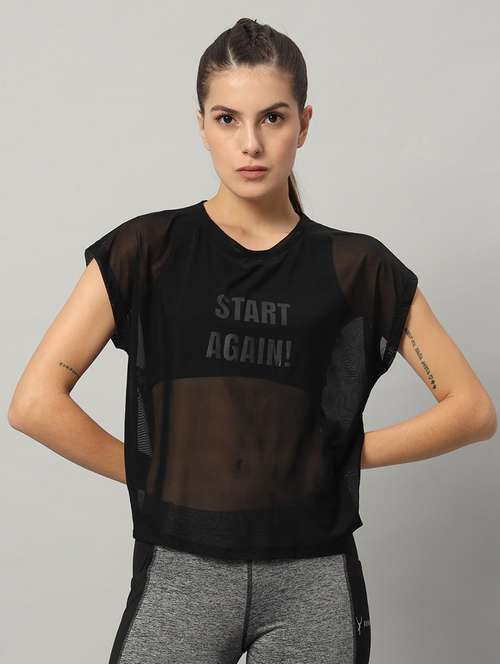 women typography printed relaxed fit dri-fit t-shirt - 21763079 -  Standard Image - 0