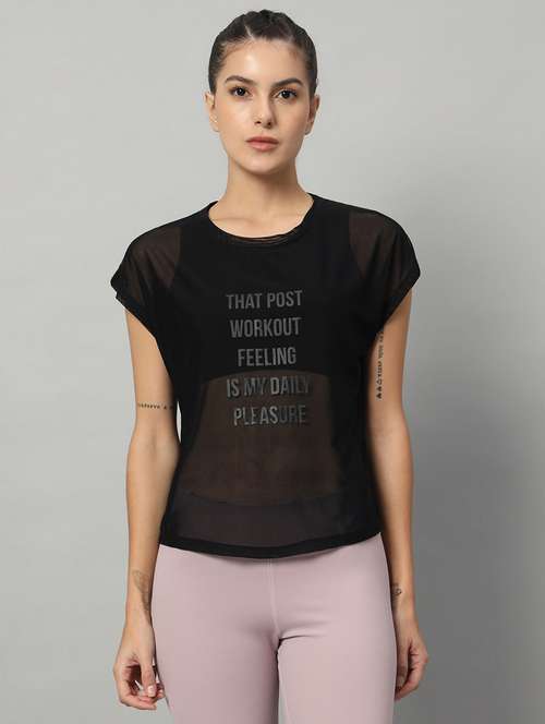 women typography printed relaxed fit dri-fit t-shirt - 21763082 -  Standard Image - 0