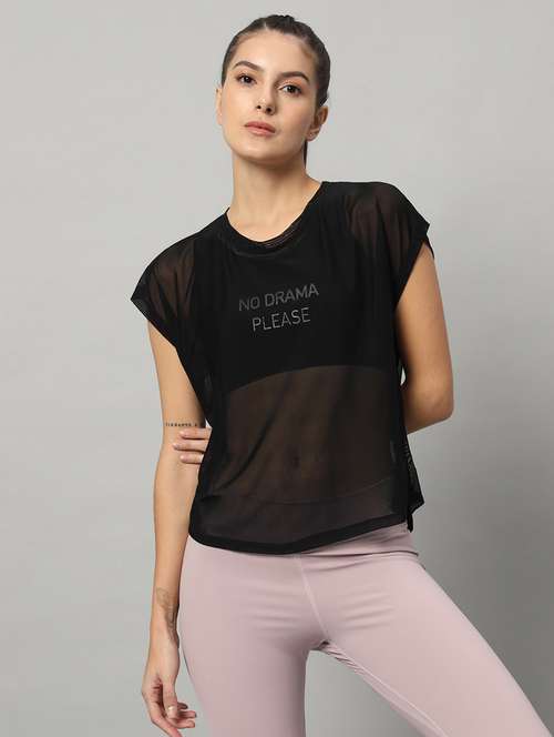 women typography printed relaxed fit dri-fit t-shirt - 21763083 -  Standard Image - 0
