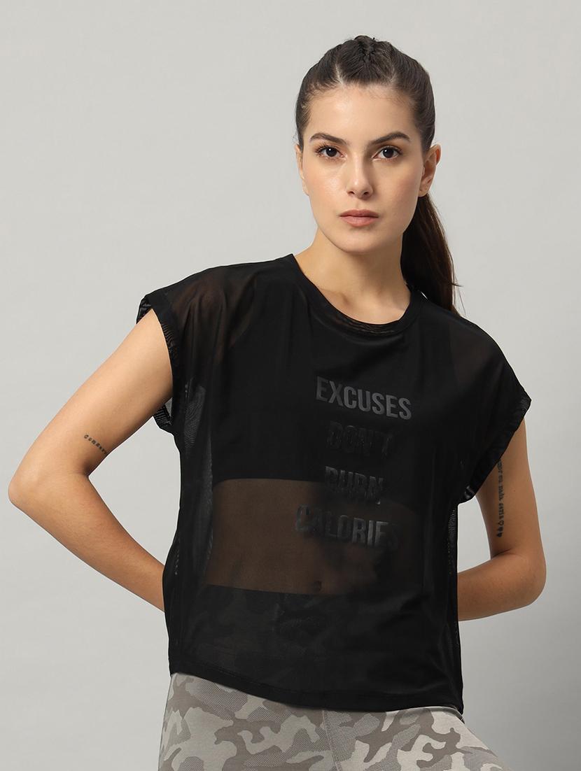 women typography printed relaxed fit dri-fit t-shirt