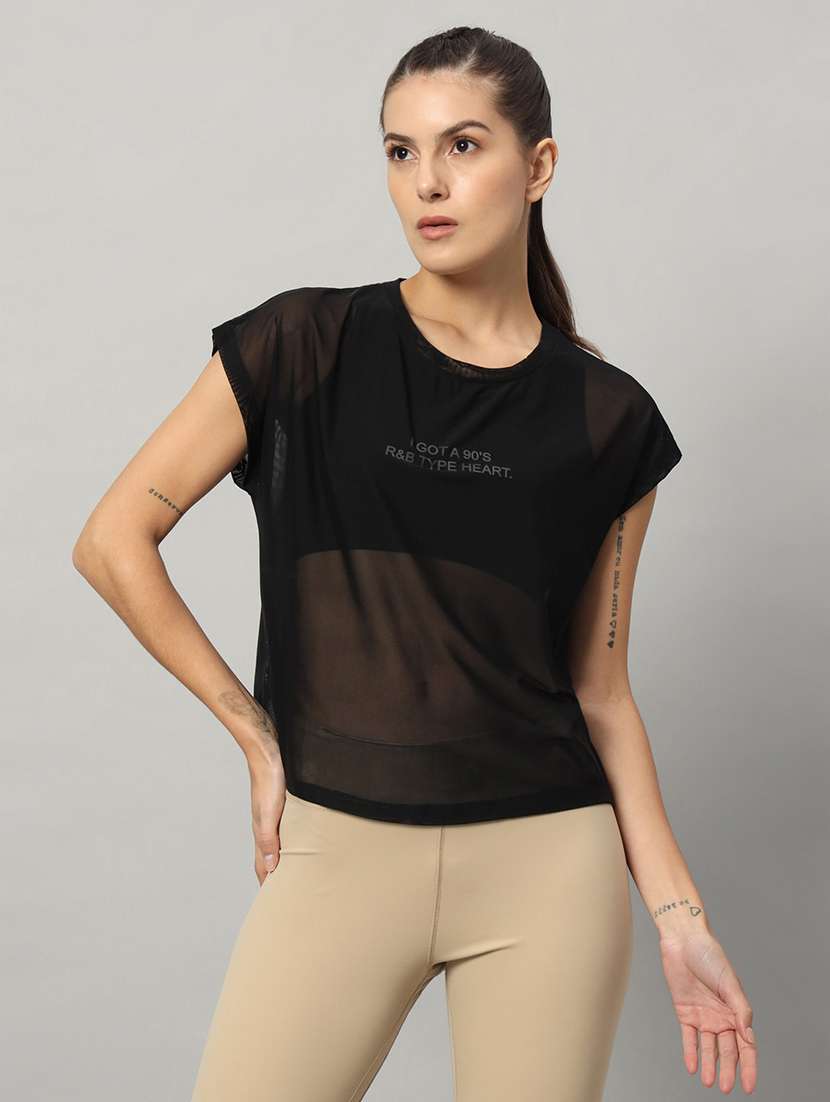 women typography printed relaxed fit dri-fit t-shirt