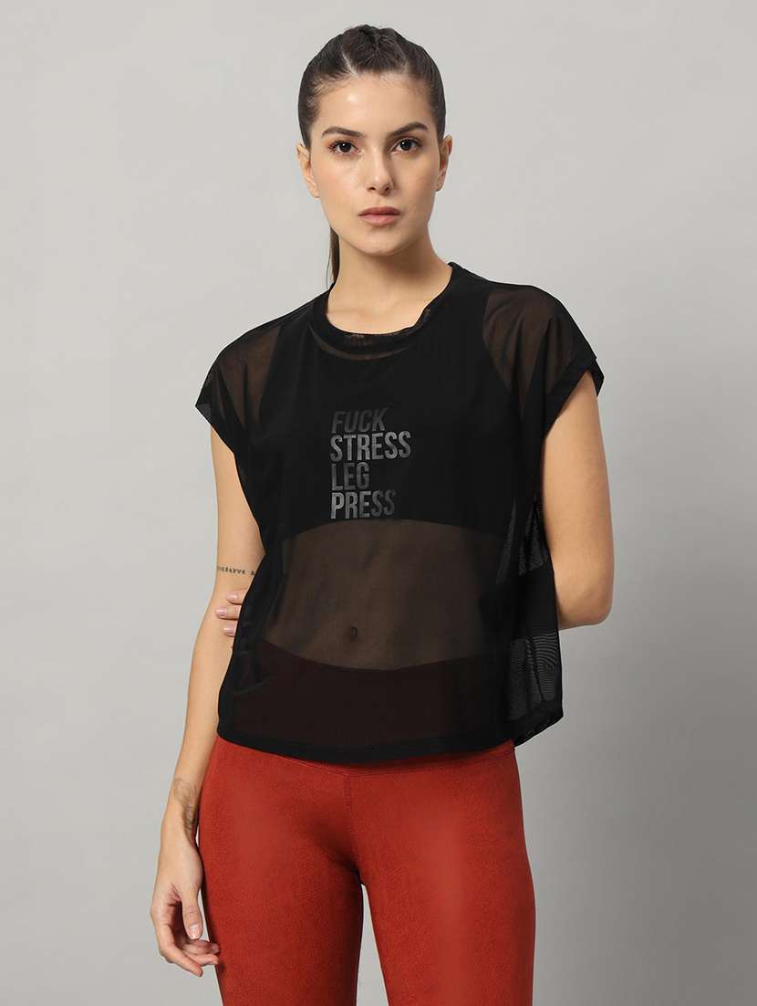women typography printed relaxed fit dri-fit t-shirt