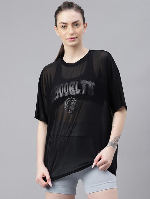 women typography printed relaxed fit dri-fit t-shirt - 21763095 - Standard Image - 0