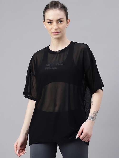 women typography printed relaxed fit dri-fit t-shirt - 21763100 -  Standard Image - 0