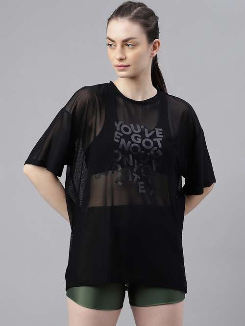 women typography printed relaxed fit dri-fit t-shirt - 21763107 -  Standard Image - 0