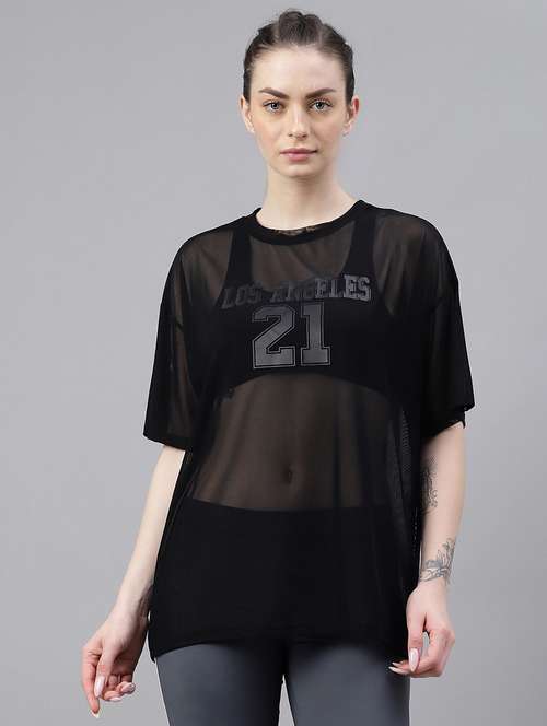 women typography printed relaxed fit dri-fit t-shirt - 21763108 -  Standard Image - 0