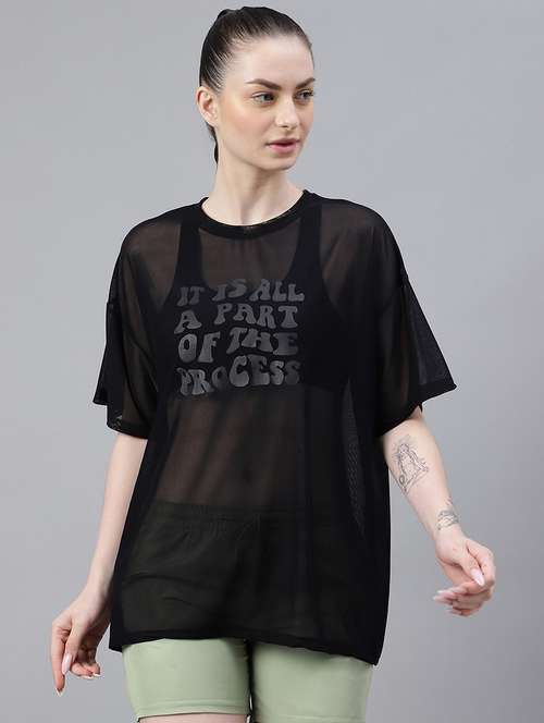 women typography printed relaxed fit dri-fit t-shirt - 21763113 -  Standard Image - 0