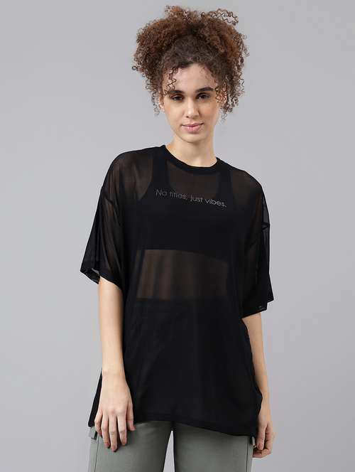 women typography printed relaxed fit dri-fit t-shirt - 21763127 -  Standard Image - 0