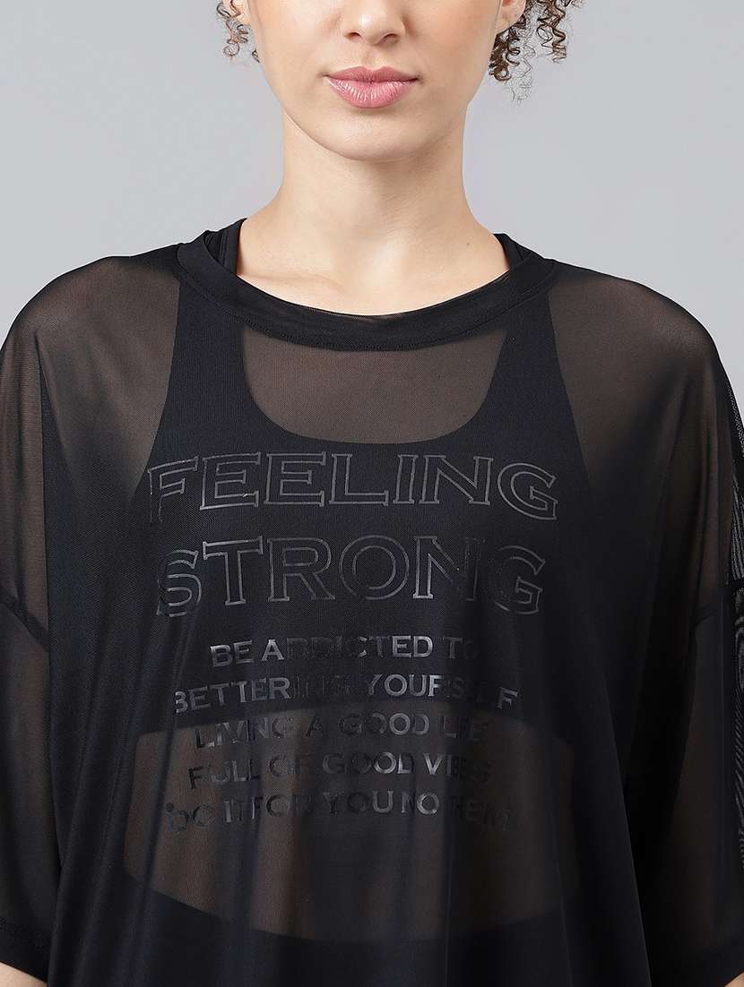 women typography printed relaxed fit dri-fit t-shirt - 21763136 -  Standard Image - 5