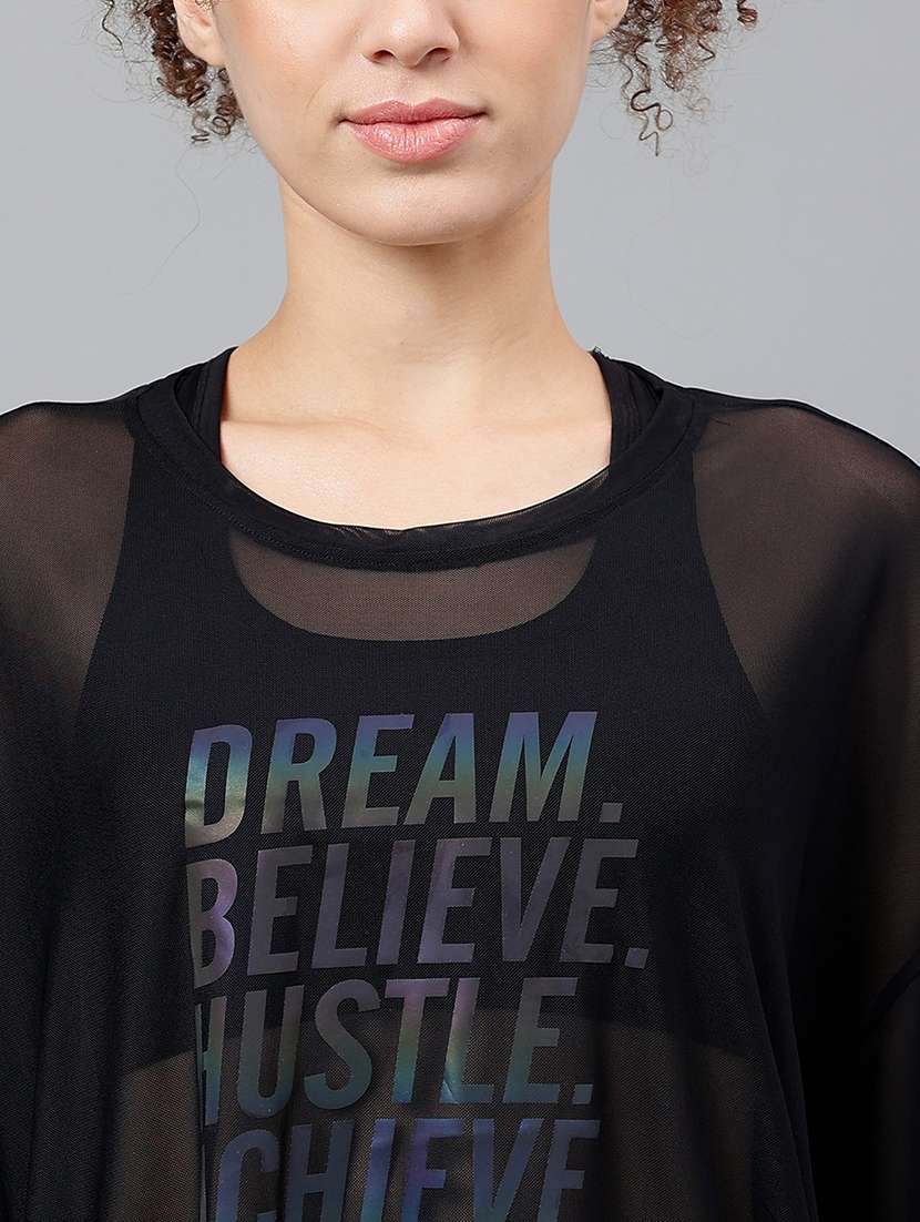 women typography printed relaxed fit dri-fit t-shirt - 21763137 -  Standard Image - 5