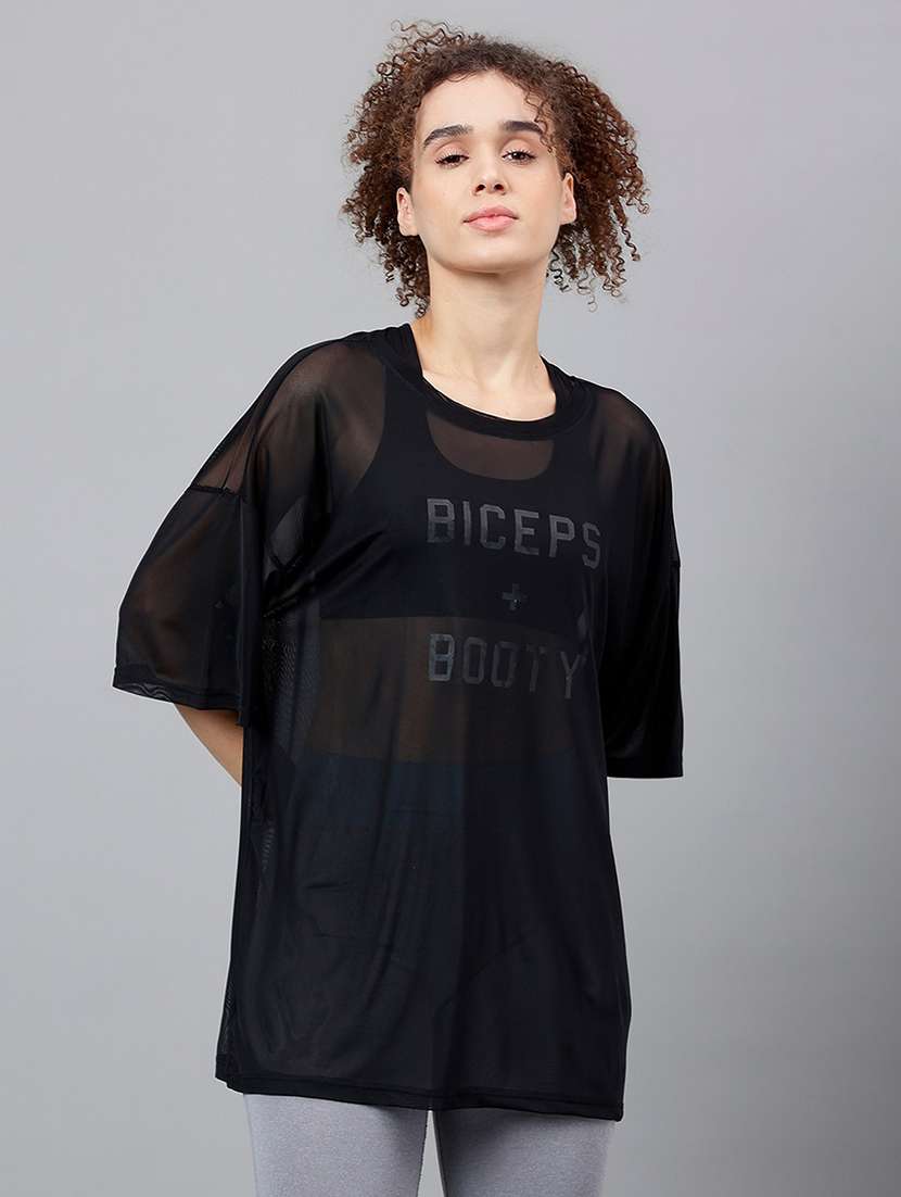 women typography printed relaxed fit dri-fit t-shirt