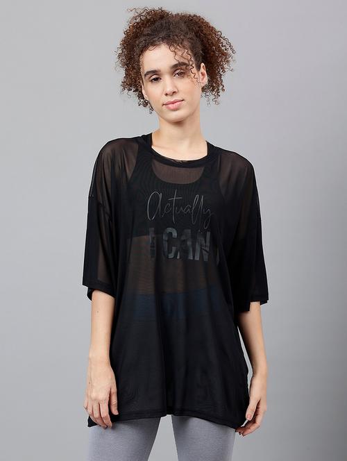 women typography printed relaxed fit dri-fit t-shirt - 21763149 - Standard Image - 0