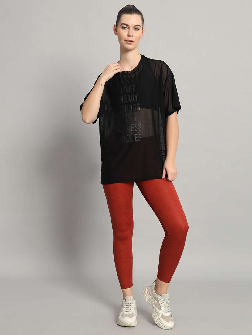 women typography printed relaxed fit dri-fit t-shirt - 21763152 -  Standard Image - 5