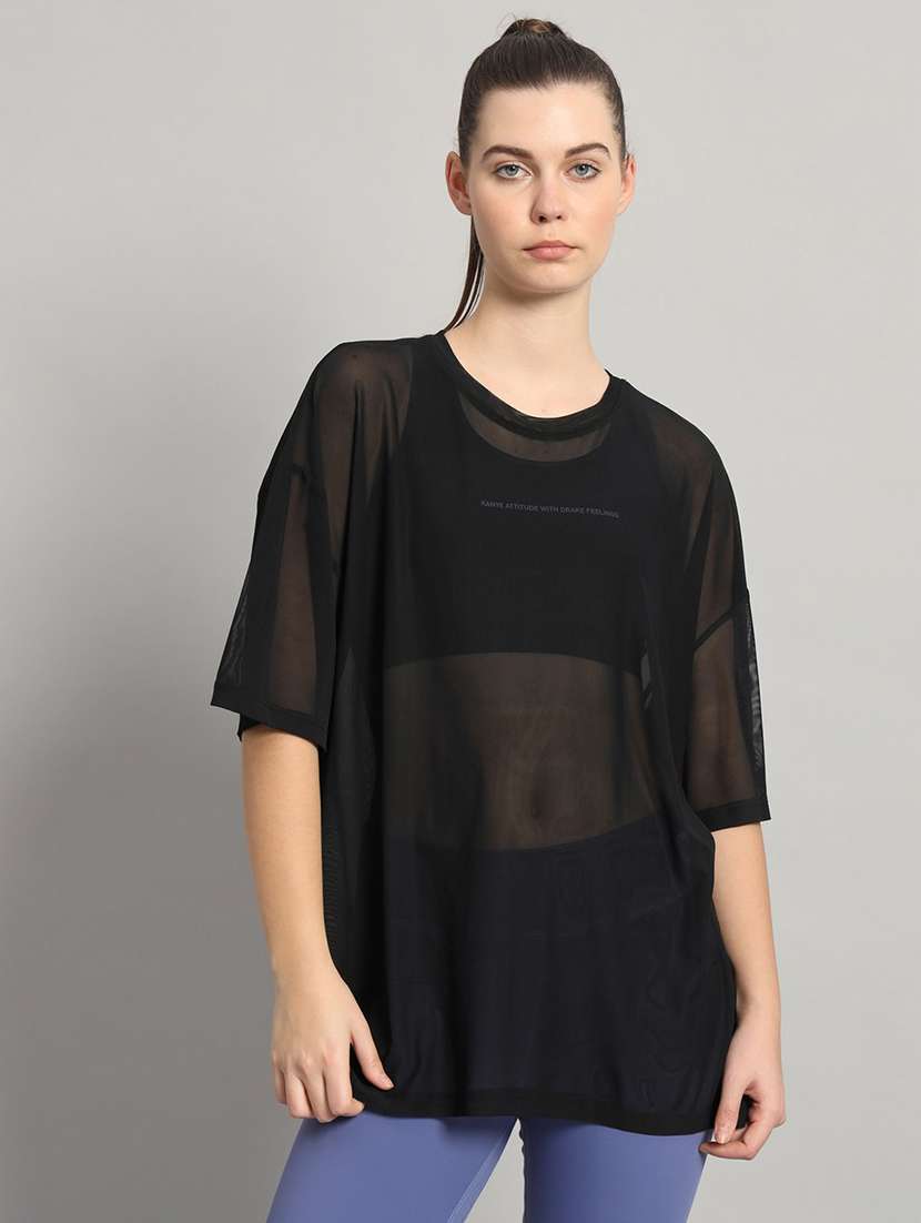 women typography printed relaxed fit dri-fit t-shirt