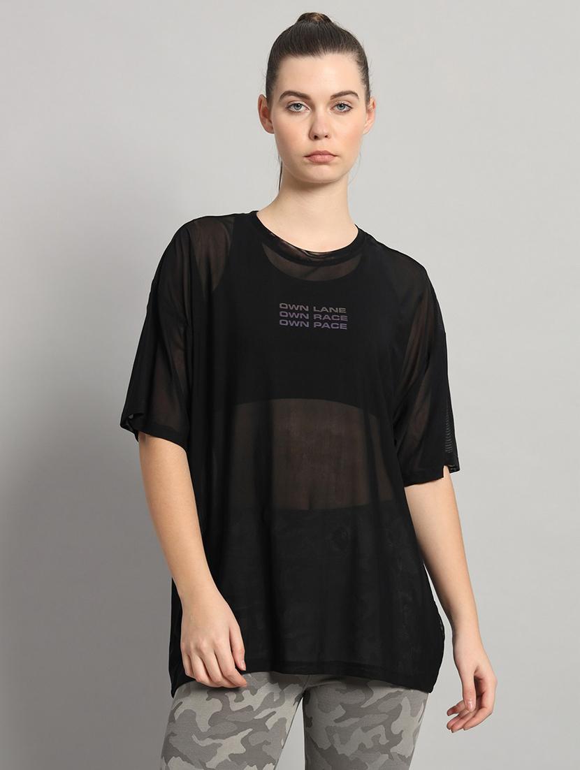 women typography printed relaxed fit dri-fit t-shirt - 21763155 - Zoom Image - 0