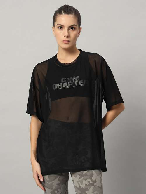 women typography printed relaxed fit dri-fit t-shirt - 21763158 -  Standard Image - 0