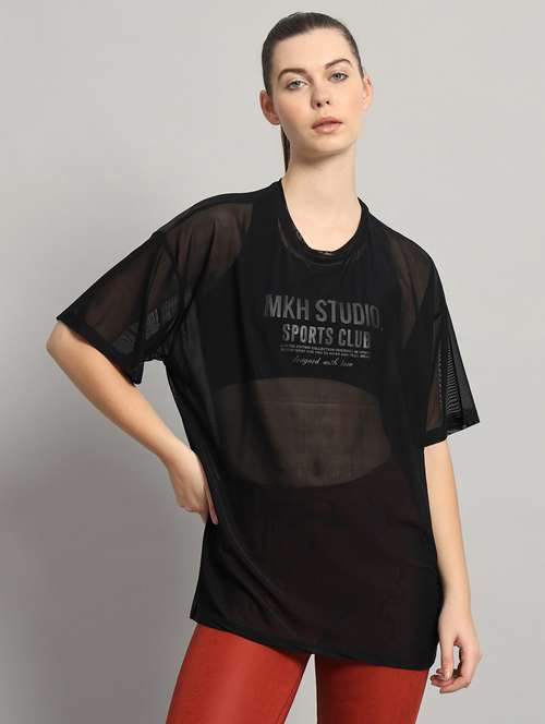 women typography printed relaxed fit dri-fit t-shirt - 21763160 -  Standard Image - 0