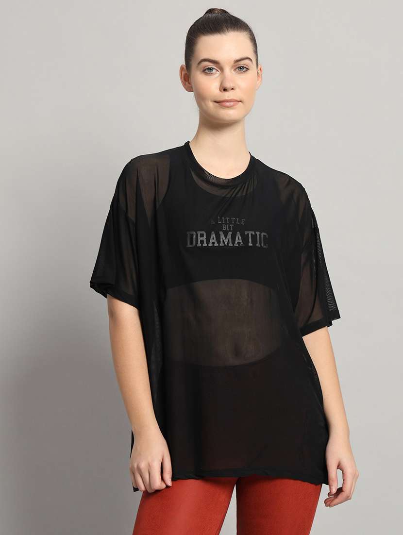 women typography printed relaxed fit dri-fit t-shirt