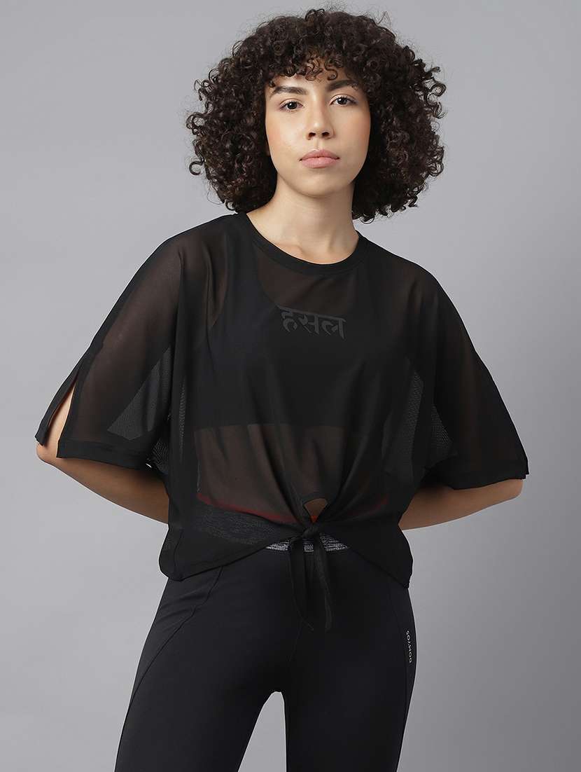 women typography printed relaxed fit dri-fit t-shirt