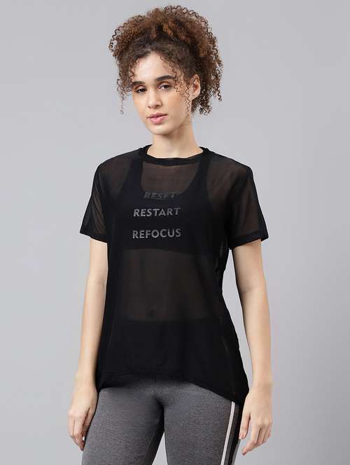 women typography printed relaxed fit dri-fit t-shirt - 21763166 -  Standard Image - 0