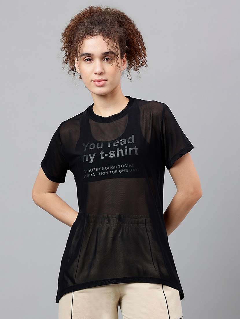 women typography printed relaxed fit dri-fit t-shirt