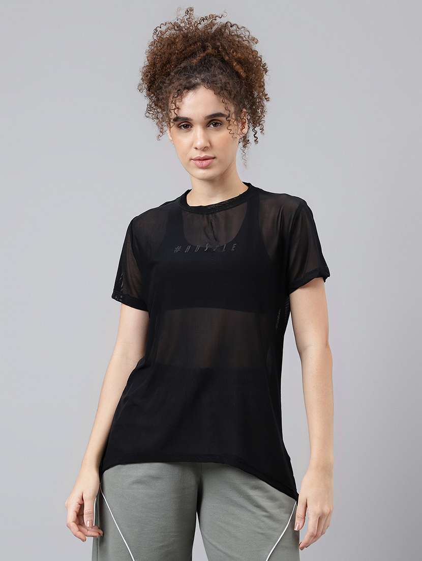 women typography printed relaxed fit dri-fit t-shirt - 21763169 - Zoom Image - 0