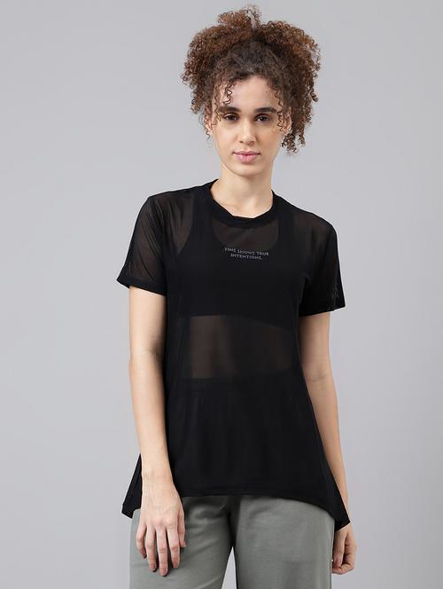 women typography printed relaxed fit dri-fit t-shirt - 21763174 - Standard Image - 0